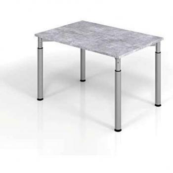 Schreibtisch 120x80cm mit 4 Füßen Beton/Silber