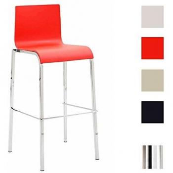 Chromgestell-Barhocker CLP KADO – roter Kunststoffsitz, 75 cm