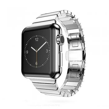 OKCS Premium Stainless Steel Butterfly Strap – Apple Watch 42 mm Series 1‑3 (Silber)