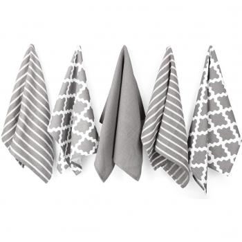 00% Pure Cotton Grey Tea Towel for Kitchen | Set of 5 Kitchen