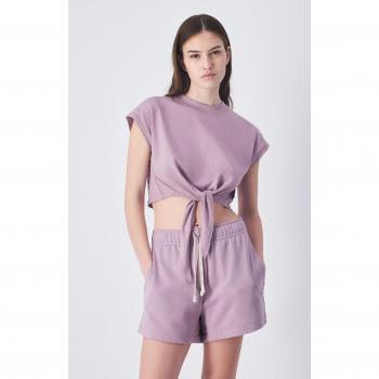 Champion Eco T-Shirt mit Bindesaum, Violett, Regular Fit für Damen
