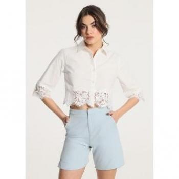 Manga Larga Elegante con Detalle de Encaje Blanco – Victorio & Lucchino (XS)