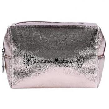 Trousse de toilette rosé métallisé Mamie Chérie personnalisable