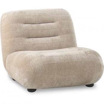 Wyatt Dutchbone Fauteuil en Velours et Bois – Beige
