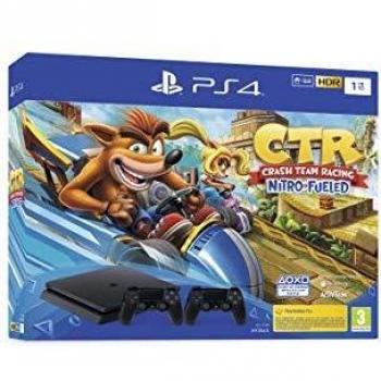 Pacchetto PS4 Slim 1TB (Nero) – Crash Team Racing Nitro Fueled + Secondo Controllo (Buono)