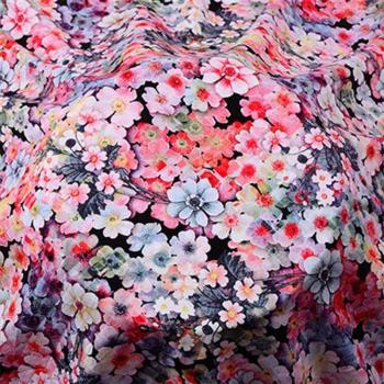 50x140cm Digital Floral Cotton Silk Fabric for Clothing, Home Wear, Dresses, Pajamas, DIY Handmade