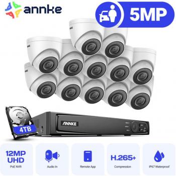 Sistema de Cámaras Inteligentes 5MP 16CH con 12 Cámaras