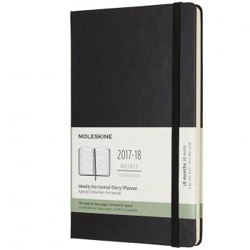 A5 Moleskine Wochenkalender 2017/18 – Hartes Schwarz, horizontal
