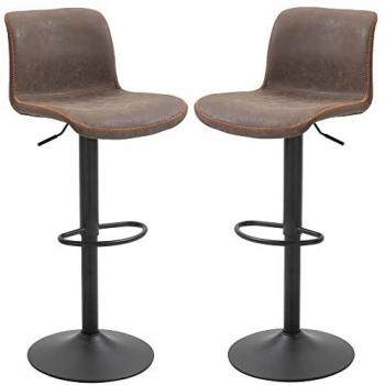 Aosom Vintage Barhocker Pack – 2 Stk., PU Braun, drehbar