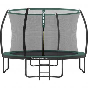 Sicherheits-Trampolin rund, Farben Schwarz/Dunkelgrün, Durchmesser 366 cm
