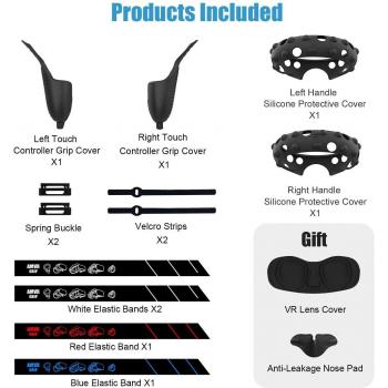 Adjustable Strap Touch Controller Grip Cover and Anti-Collision Silicone Ring Set for Oculus Quest 1/Rift S