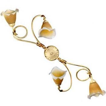 Suspension BETTY avec 4 lumières en verre et métal, coloris ivoire