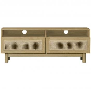 Mobile TV GALINA in legno chiaro e paglia di Vienna rattan L120 cm