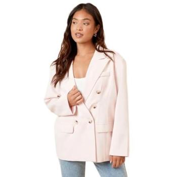 Dorothy Perkins Women’s Blush Double-Breasted Over‑size Blazer, Size 10