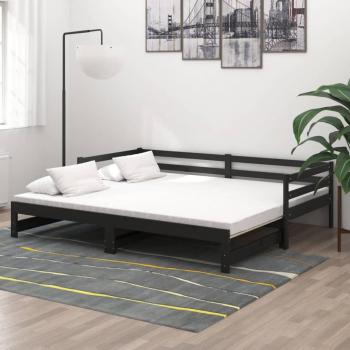 Dormeuse Nera Estraibile 2x(90x200) cm in Pino Massello