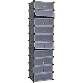 VidaXL Interlocking Shoe Organizer with 10 Compartments Black