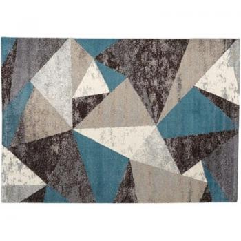 Tappeto Geometrico Antitarma Blu – 110cm x 170cm, Tessuto Friese