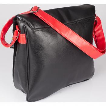 Marvel-themed Black Vinyl Bag with Iron Man Design