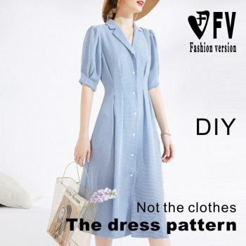 Women's Puff Sleeve Dress Suit Pattern 1:1 Cutting Template BLQ-524