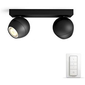 Philips Hue White Ambiance Twin Spot Ceiling Bar Kit – Black Metal, GU10, 5.5 W