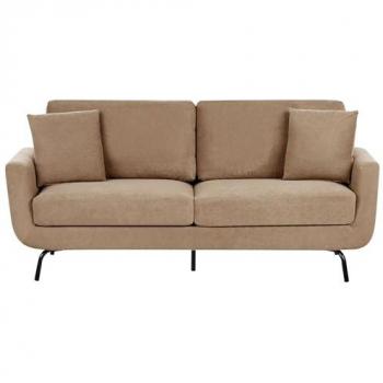 Tessuto Marrone Chiaro 3 Posti Divano a Stile Retro con Gambe Nere