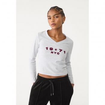 Stradivarius Blouse Grigio Melange L con Maniche Lunghe