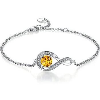 Gemlanto Dainty Citrine Link Bracelet in 925 Sterling Silver