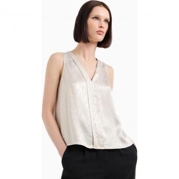 Blusa sin mangas Armani Exchange para mujer, diseño jacquard, color beige, talla XL