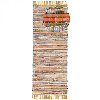 Teppich CARPETFINE Kelim Chindi, Wendeteppich Teppiche Gr. B: 80 cm 1 St., 6 mm, L: 300 cm, gelb Fransenteppich handgewebt, Fleckerlteppich mit Fransen, auch vielen in Läufergrößen