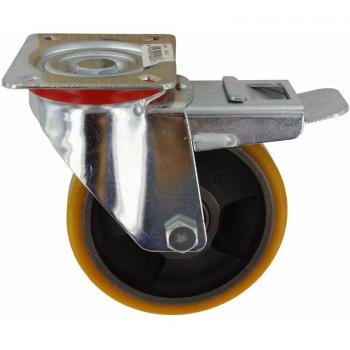 Roue en polyuréthane 24 D. 125x25 frein pivotant