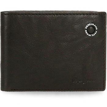 Billetero Pepe Jeans Badge Negro de piel genuina con diseño horizontal