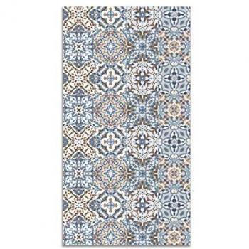 Tapis de salon vinyle à effet tuile bleu orientale – 120x170 cm