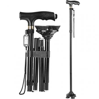 Elderly Folding Cane with LED and Non-Slip Design