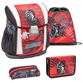 Belmil Schulranzen Set 4-teilig Jungen Rennauto Rot