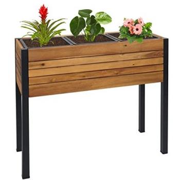 Alu Akazie Holz Pflanzkübel HWC-L22, 75x81x30cm, MVG-zertifiziert, braun