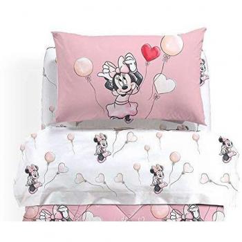 Set completo di lenzuola Minnie Love con coordinato per cuscino, federe e copripiumino