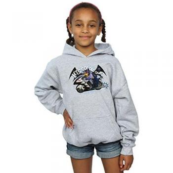 DC Comics Girl’s Batman TV Series Bat Bike Hoodie – Grey (Size 12‑13)