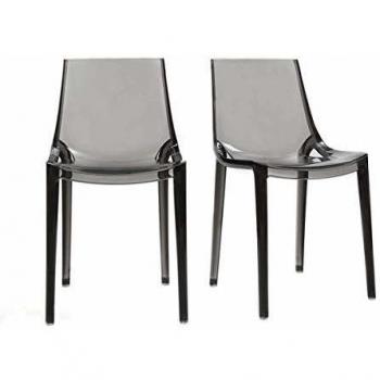 Set di 2 sedie design grigio fumé impilabili YZEL