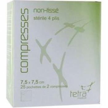 Pack de Compresses Médicales Tetra 7,5 × 7,5 cm – 2 x 25 unités