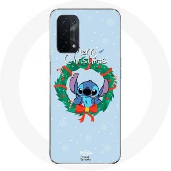 Blue Stitch Snow Case for Oppo A54 5G Merry Christmas
