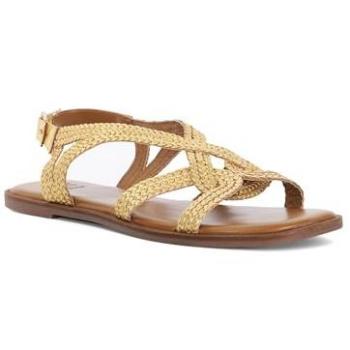 Dune London Ladies Lorra Woven Cross Strap Sandals Gold Size 4