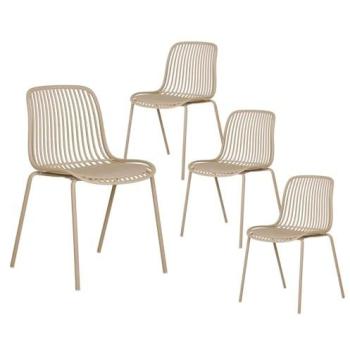 4 Chaises de Jardin en Polypropylène Laqué Beige