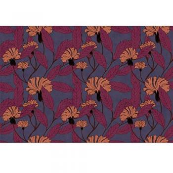 Papier peint mosaïque florale – Bleu, rouge, orange