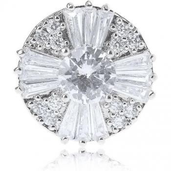 1Pc 17mm Glitter Zircon Round Cross Decorative Button with Metal Attachment