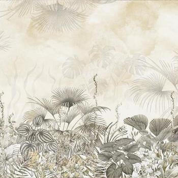 Papel de Pared Vintage con Flores y Hoja