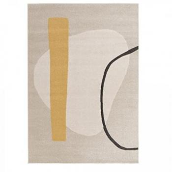 Tapis salon rectangulaire beige doux et soyeux 120x170 cm motif abstrait adapté au chauffage par le sol