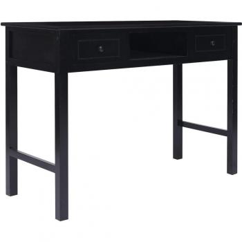 Escritorio negro 108x45x76 cm madera maciza de Paulownia
