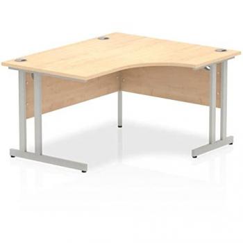 Impulse 1400mm Right Crescent Desk Maple Top Silver Cantilever Leg