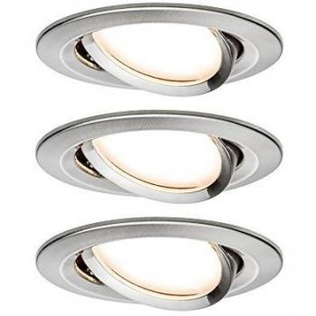 Paulmann 938.78 LED Einbauleuchte Nova Plus Coin Basisset schwenkbarar rund 84mm 50Â° Coin 3x6W 3x470lm 230V dimmbar 2700K Eisen gebÃ¼rstet