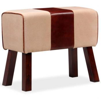 Panca in Pelle Vera e Tela Tendenza Beige